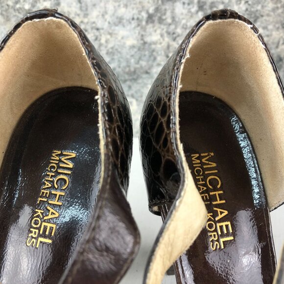 MMK Michael Kors Women's Size 8.5M Brown Leather Ankle Strap High Heel Pumps - Picture 13 of 15